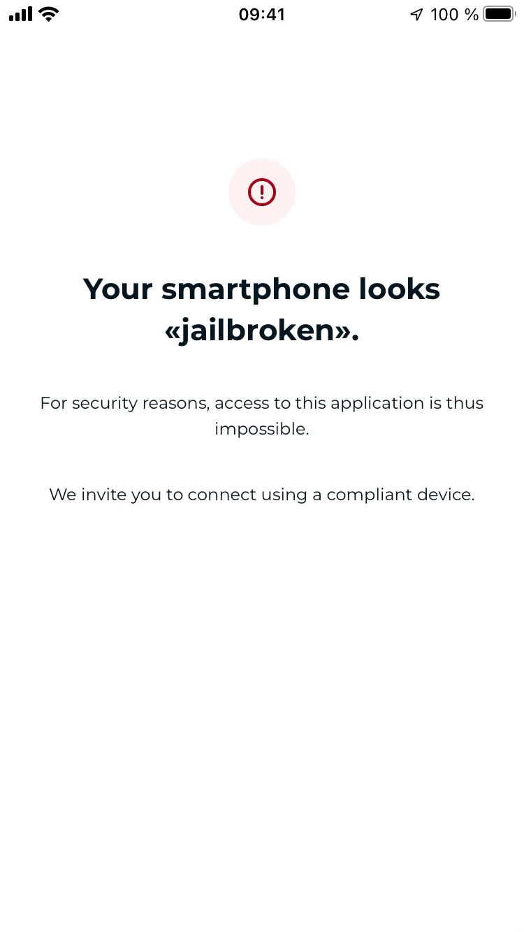 Crédit Agricole jailbreak detection message
