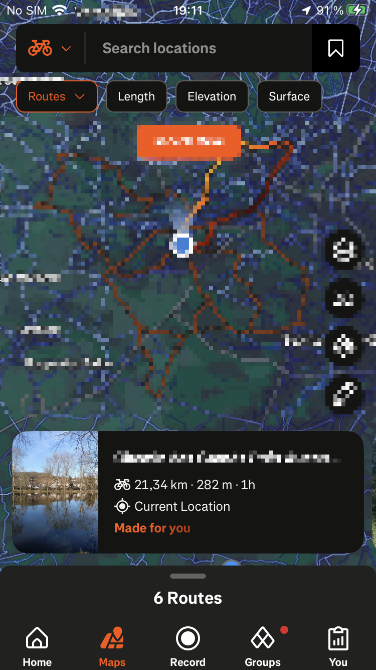 The subscription gate showing the route feature restriction