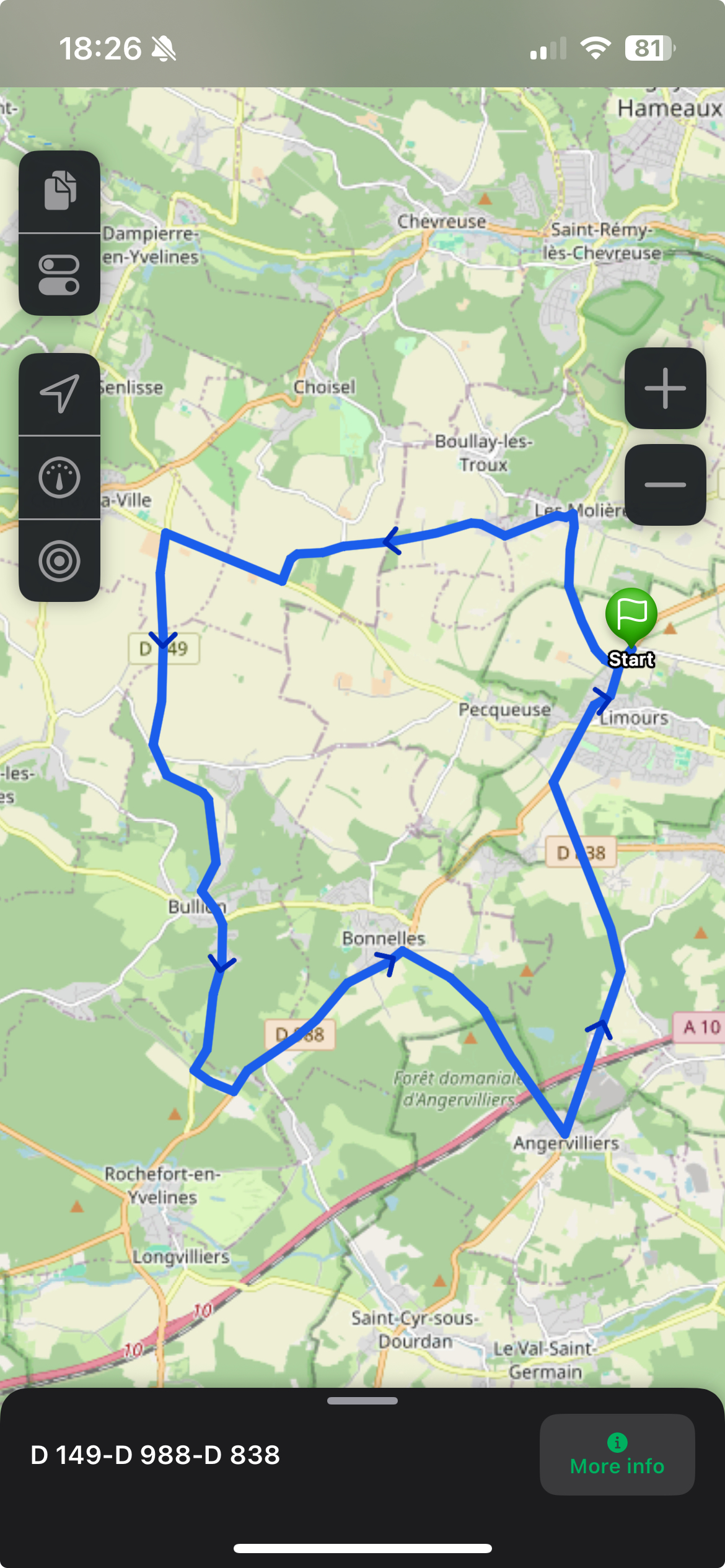 The exported path loaded into a GPX viewer application